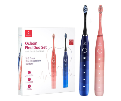 Szczoteczka soniczna Oclean Find 2D Duo Set niebieski + czerwony (2 szt.)